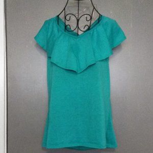 Teal No Boundaries Ruffle Shirt